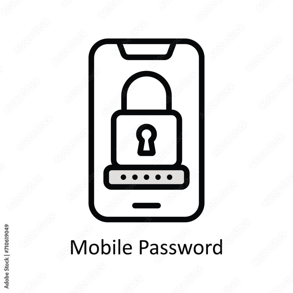 Mobile Password Vector Filled outline icon Style illustration. EPS 10 File Mobile Password Vector Filled outline icon Style illustration. EPS 10 File