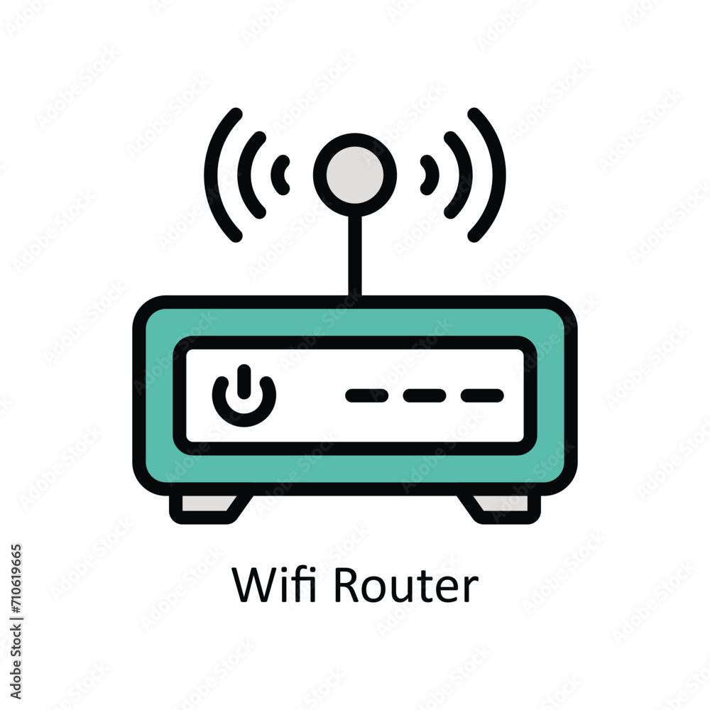 Wifi Router Vector  Filled outline icon Style illustration. EPS 10 File
