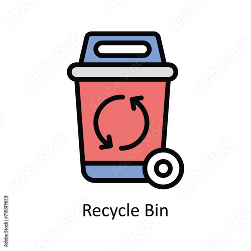 Recycle Bin Vector Filled outline icon Style illustration. EPS 10 File