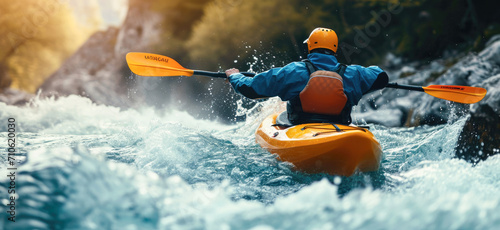 Navigating Mountain Rapids: A Thrilling Whitewater Kayaking Adventure © Pixelmagic