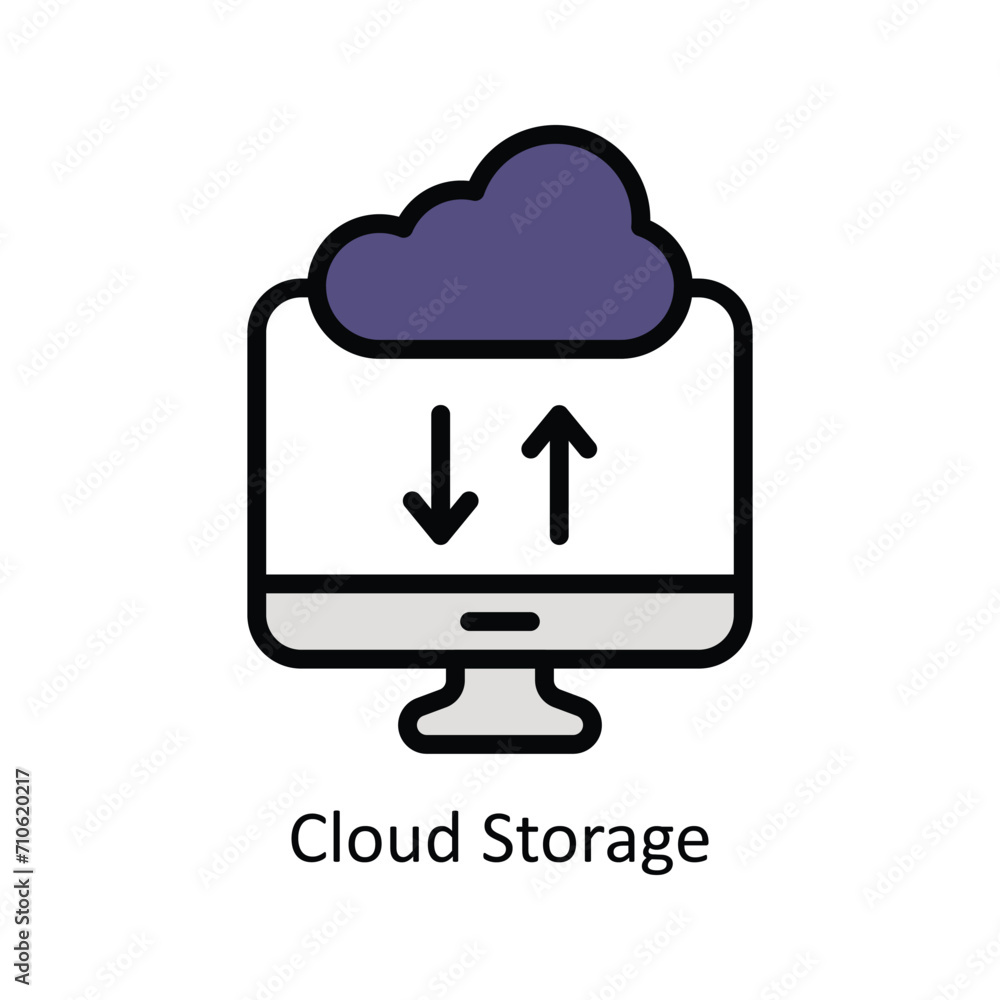 Cloud Storage Vector  Filled outline icon Style illustration. EPS 10 File
