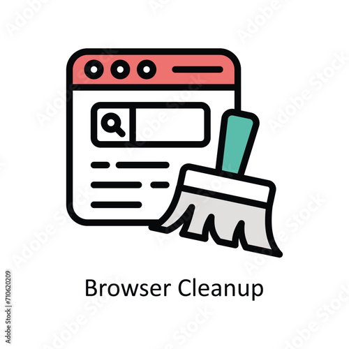 Browser Cleanup  Vector  Filled outline icon Style illustration. EPS 10 File