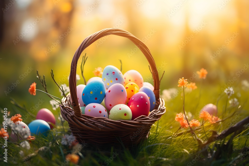 easter eggs in a basket easter eggs in a basket