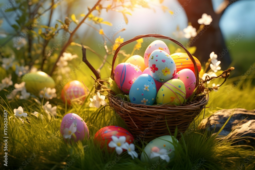 easter eggs in a basket easter eggs in a basket