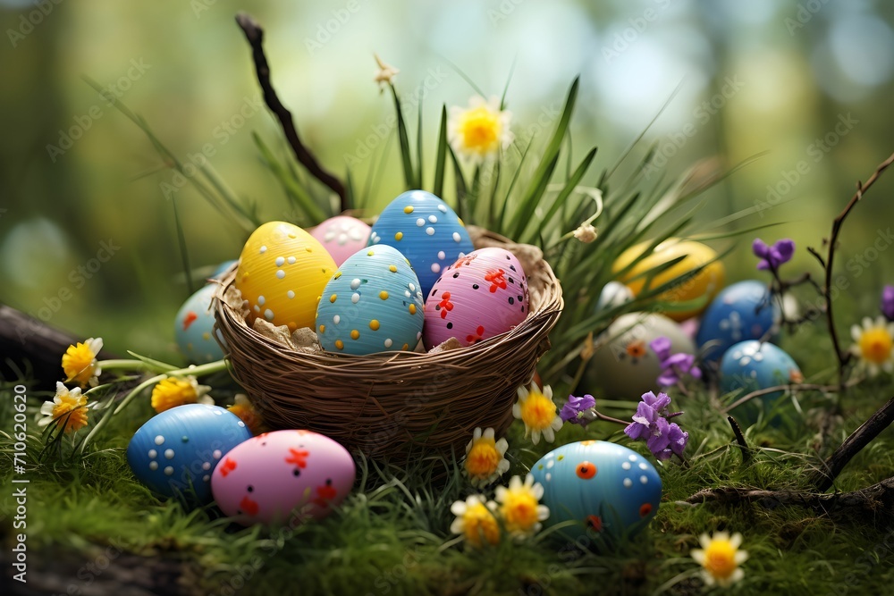 easter eggs in a basket