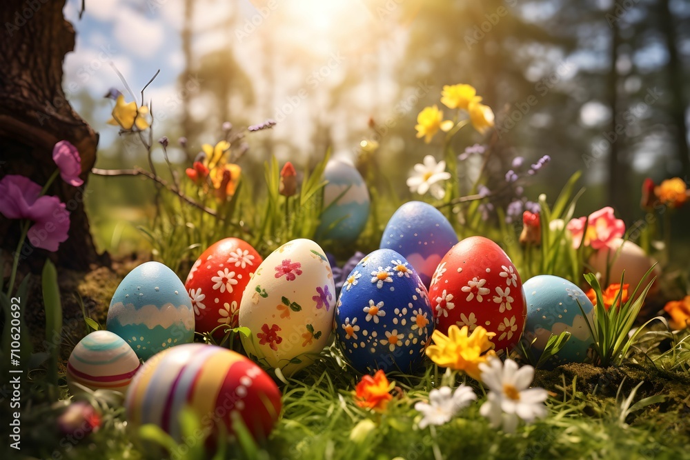 easter eggs in grass easter eggs in grass