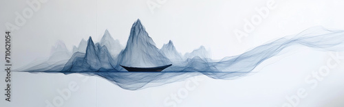 Abstract wave of blue lines on white background. photo