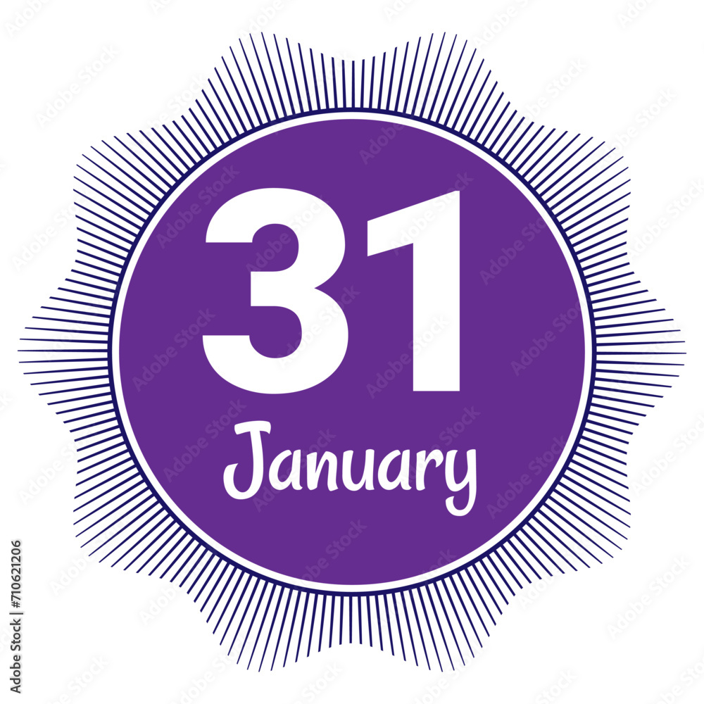 31 January, Date template. Useful design for calendar or event promotion. Vector illustration EPS 10 File. Isolated on white background. 31 January, Date template. Useful design for calendar or event promotion. Vector illustration EPS 10 File. Isolated on white background.