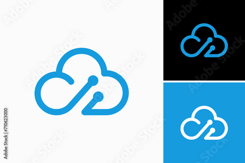 letter c with cloud data Vector Logo Premium photo