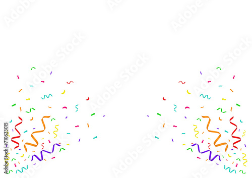 Colorful Confetti Background. Falling Confetti for Party, Birthday, Celebration or Anniversary. Vector Illustration on White Background. 
