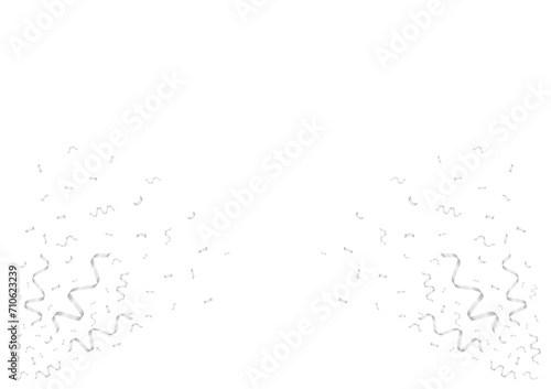 Silver Confetti Background. Falling Confetti for Party, Birthday, Celebration or Anniversary. Vector Illustration on White Background. 