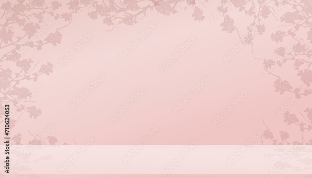Spring background,Studio Room with 3D Podium Display with Cherry Blossoming on Pink Wall Background,Vector illustration backdrop Sakura flower frame border for Mother Day,Valentines,Easter Banner Spring background,Studio Room with 3D Podium Display with Cherry Blossoming on Pink Wall Background,Vector illustration backdrop Sakura flower frame border for Mother Day,Valentines,Easter Banner