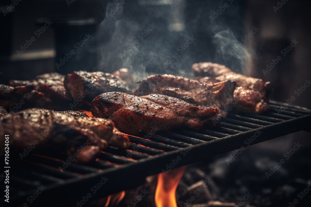 Sizzling BBQ Delight: Succulent Grilled Meat on the Barbecue, a Culinary Symphony of Flavor and Charred Perfection. Sizzling BBQ Delight: Succulent Grilled Meat on the Barbecue, a Culinary Symphony of Flavor and Charred Perfection.
