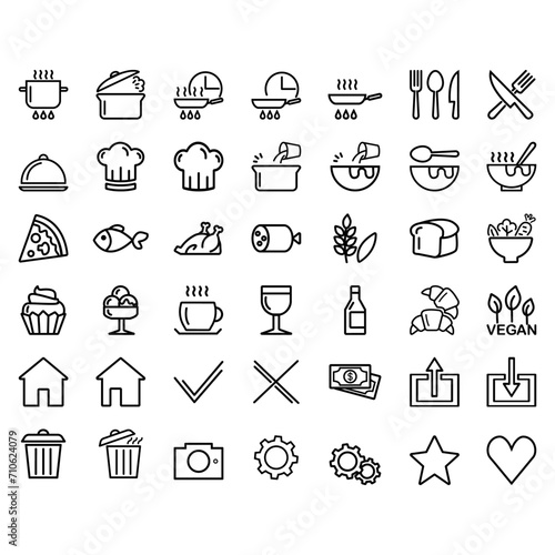 food icon set, cooking icon set