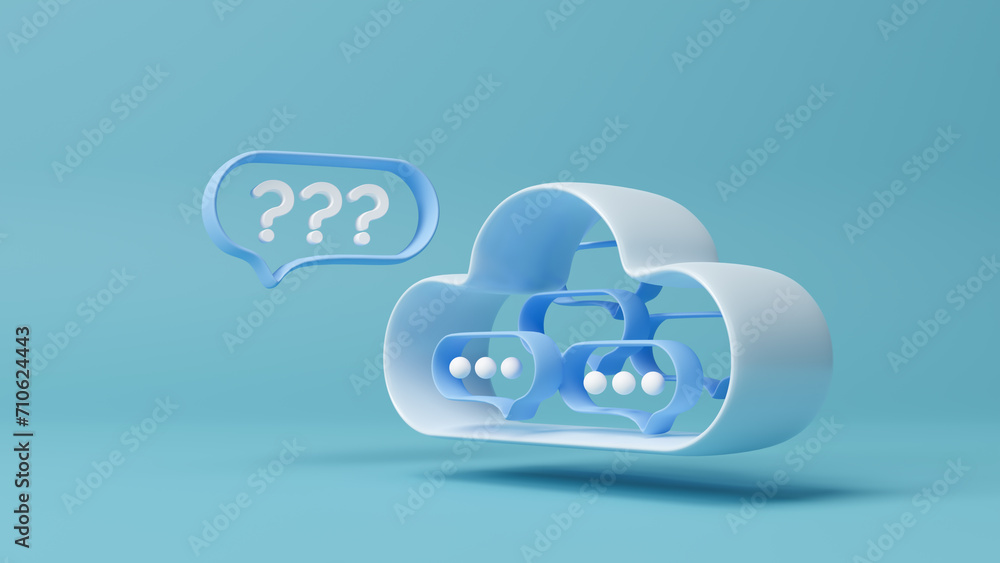 AI Chatbots talking and chatting technology icon, Network management, Modern data center, Cloud networking, Innovation futuristic for providing access to information. 3d rendering illustration AI Chatbots talking and chatting technology icon, Network management, Modern data center, Cloud networking, Innovation futuristic for providing access to information. 3d rendering illustration