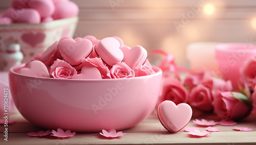 Bole of pink hearts and roses photo