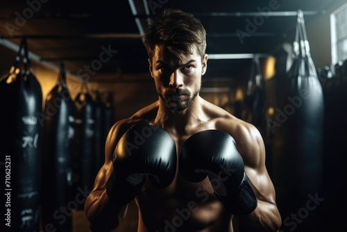 fitness, exercise and portrait of a man with boxing gloves in gym ready for training or workout