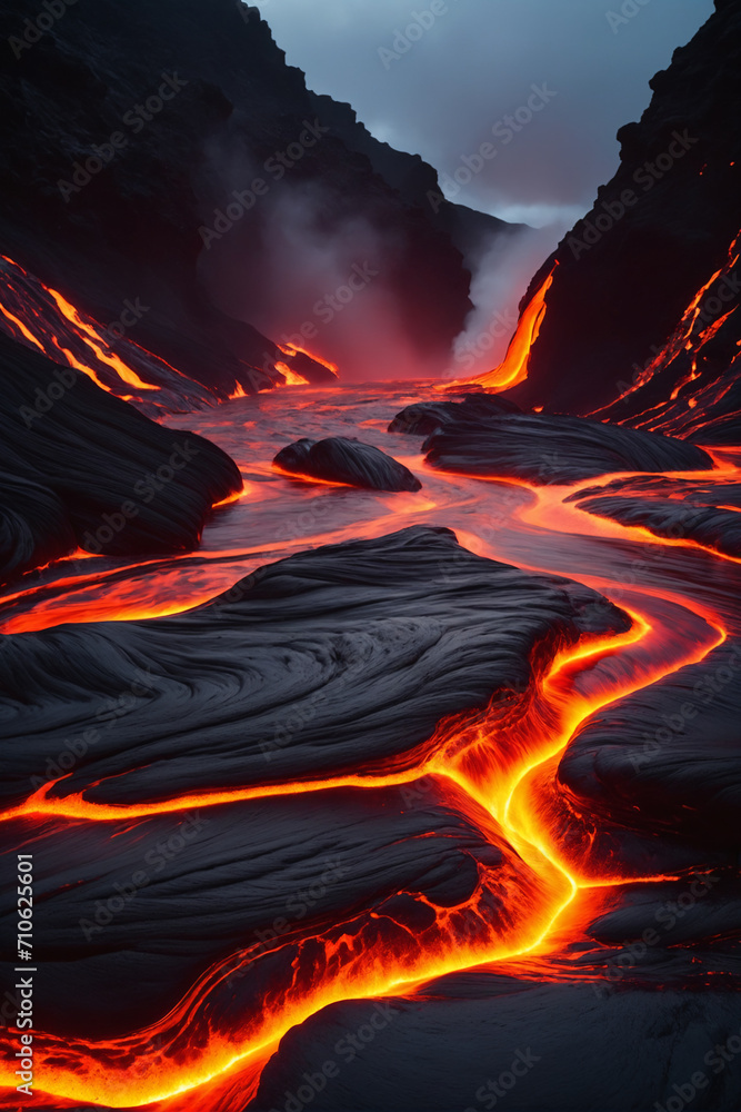 Fototapeta premium Flowing lava