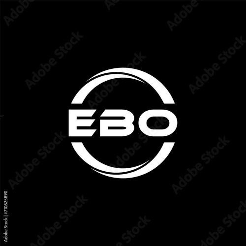 EBO letter logo design with black background in illustrator, cube logo, vector logo, modern alphabet font overlap style. calligraphy designs for logo, Poster, Invitation, etc.