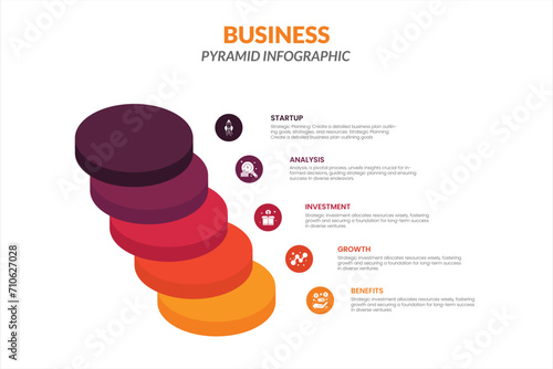 Isometric Infographic design with 5 options leves or steps. Infographics for business concept. Can be used for presentations banner, workflow layout, process diagram, flow chart, info graph