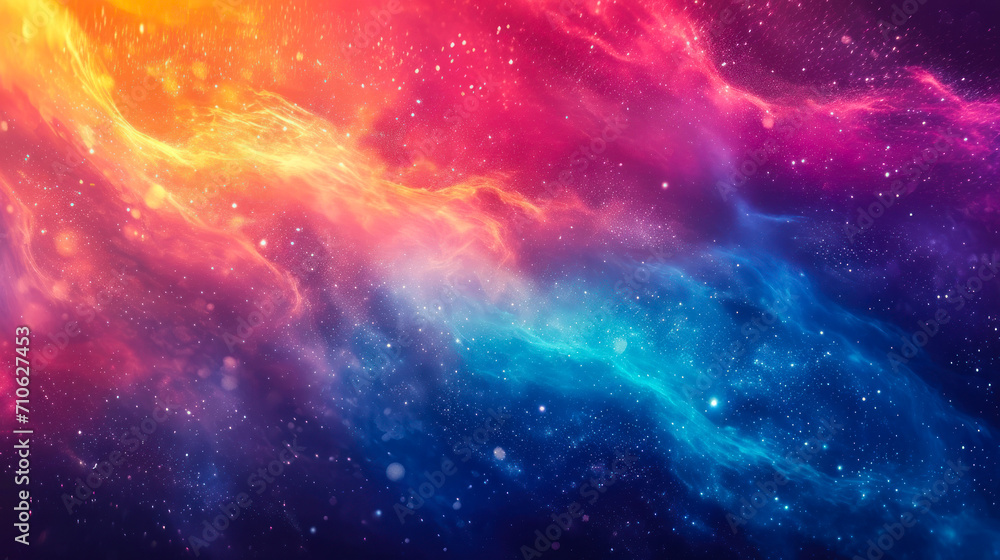 Abstract ethereal wave of colors with sparkling particles, a vibrant fantasy of pink, blue, and orange hues, resembling a dreamy nebula or a magical underwater scene Abstract ethereal wave of colors with sparkling particles, a vibrant fantasy of pink, blue, and orange hues, resembling a dreamy nebula or a magical underwater scene