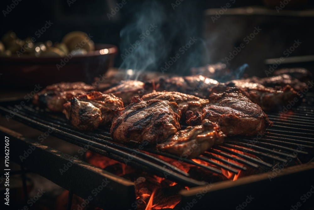 grilled meat on the grill grilled meat on the grill