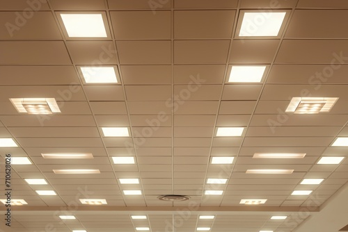 An image of a ceiling adorned with a cluster of lights. This picture can be used to add a modern and stylish touch to any interior design project