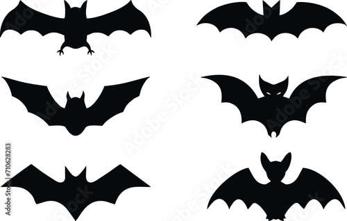 Bats  set of black silhouettes  vector mockup for laser cutting