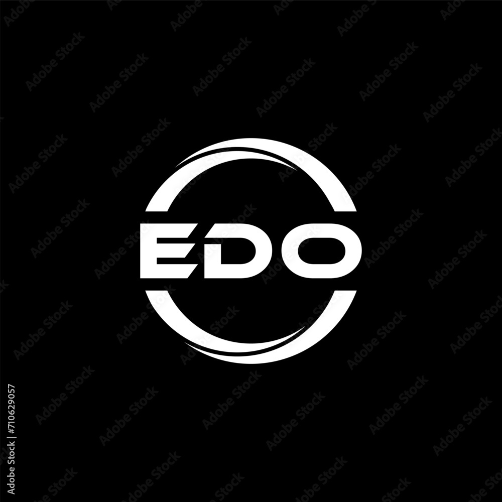 EDO letter logo design with black background in illustrator, cube logo