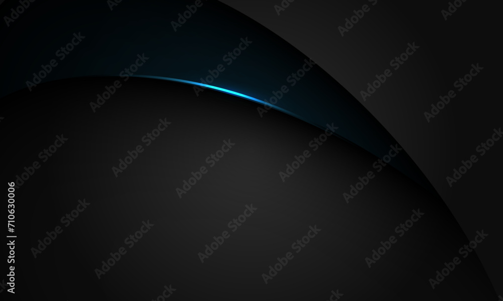 Abstract blue black shadow curve overlap on dark grey geometric with blank space design modern luxury background vector
