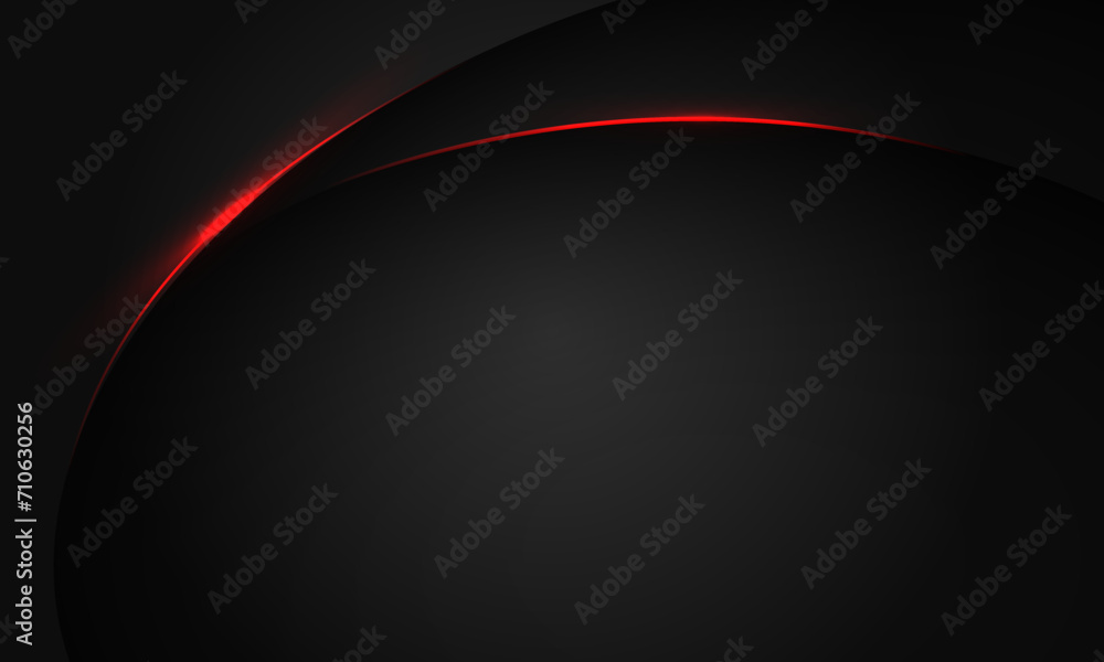 Abstract red line light curve black shadow on dark grey geometric with ...