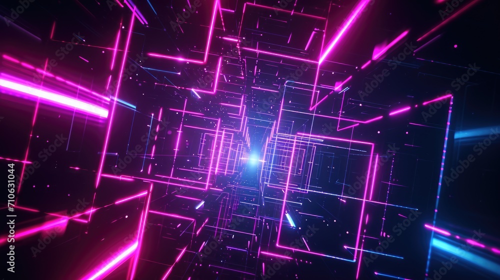 Futuristic neon grid with geometric elements background Futuristic neon grid with geometric elements background