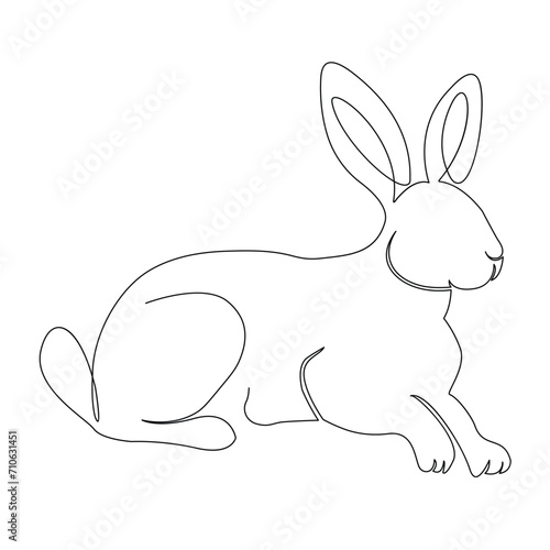 continuous one line drawing of Rabbit bunny, domestic animal and happy easter day concept hand drawn vector art illustration.