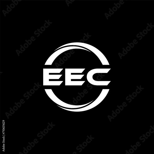 EEC letter logo design with black background in illustrator, cube logo, vector logo, modern alphabet font overlap style. calligraphy designs for logo, Poster, Invitation, etc. photo