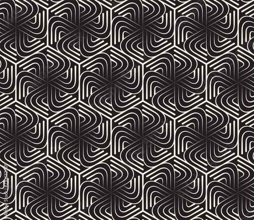 Vector seamless pattern. Repeating geometric elements. Stylish monochrome background design.