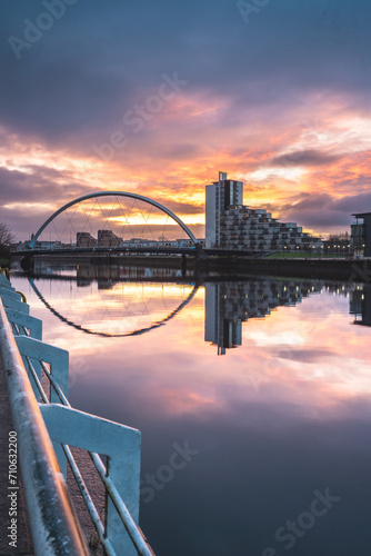 Glasgow with the Clyde Arch Bridge over the Clyde river, Scotland.