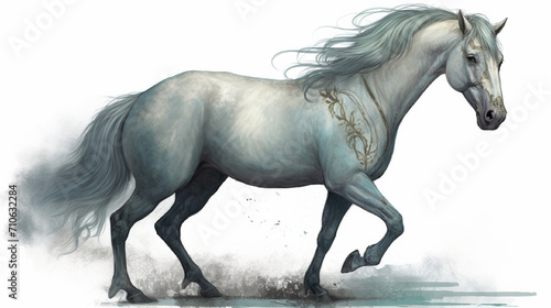 Illustration of a pale aquamarine grey horse from Revelation
