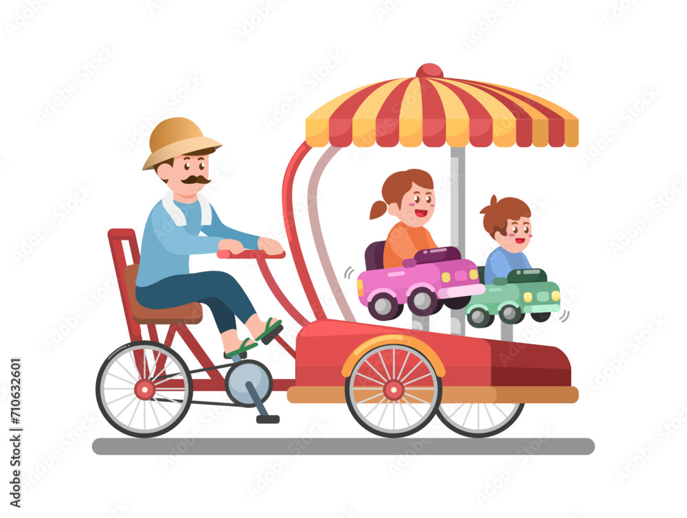 Odong-Odong Indonesian Traditional Kiddie Cartoon illustration Vector Odong-Odong Indonesian Traditional Kiddie Cartoon illustration Vector