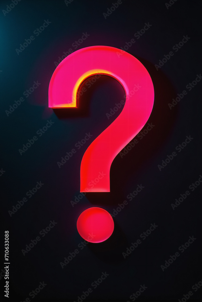 Neon question mark shape in the darkness - Concept Neon question mark shape in the darkness - Concept