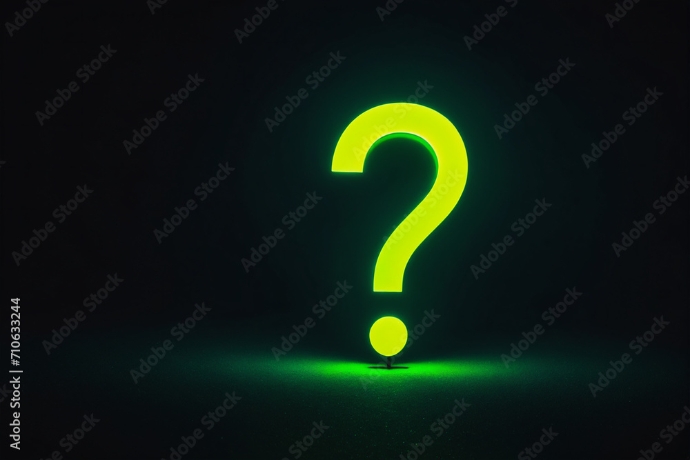 Neon question mark shape in the darkness - Concept Neon question mark shape in the darkness - Concept