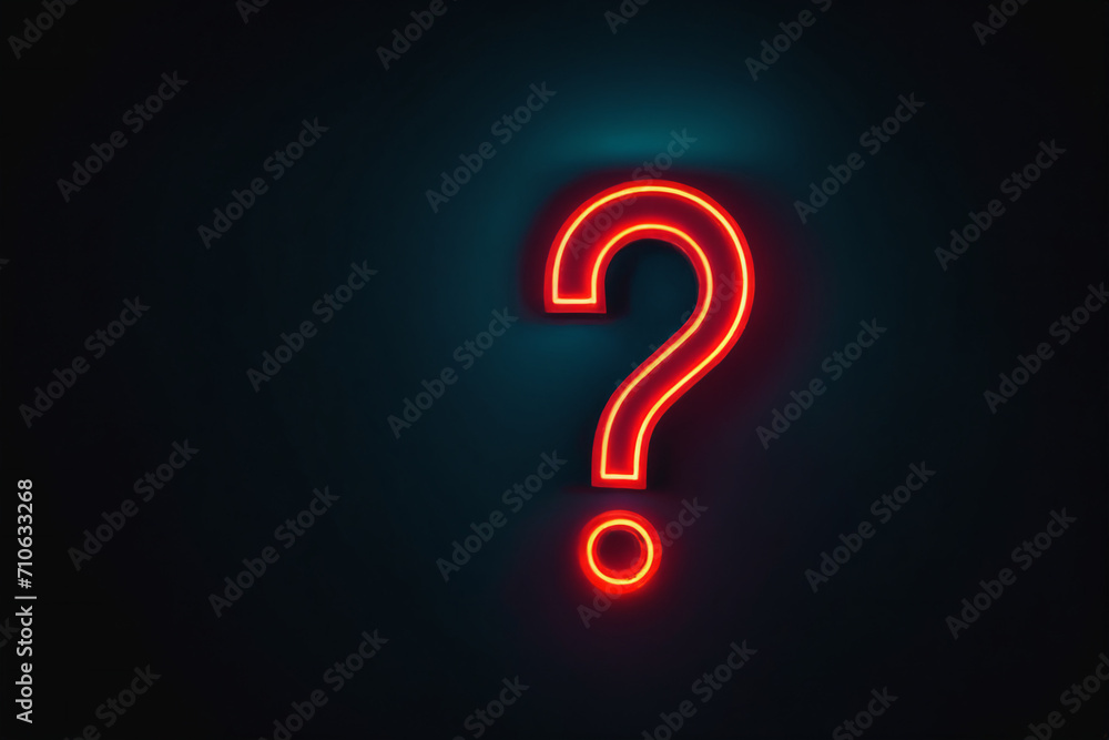 Neon question mark shape in the darkness - Concept Neon question mark shape in the darkness - Concept