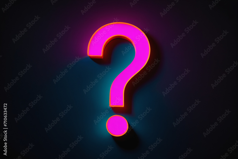 Neon question mark shape in the darkness - Concept Neon question mark shape in the darkness - Concept