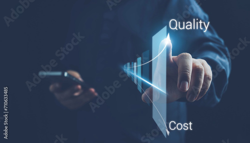 Cost and quality control, Control Quality and cost optimization for products or services to improve customer satisfaction,enhance company performance. Successful corporate strategy, quality control. photo