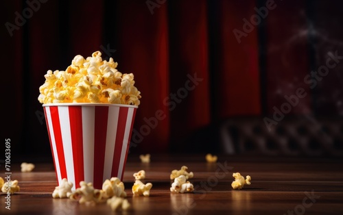 Popcorn bucket on the table...