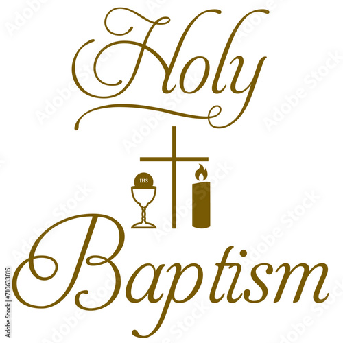 Holy baptism gold cross ihs chalice candle sacrament christian bible birth saint 