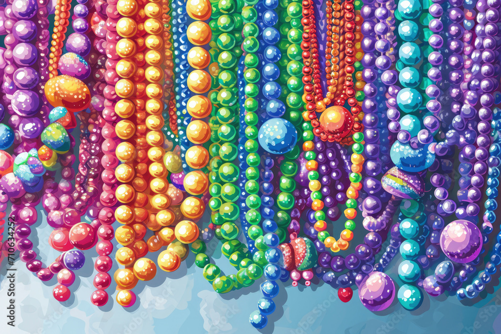 It's a tradition for parade participants to throw strings of colorful beads, doubloons, It's a tradition for parade participants to throw strings of colorful beads, doubloons,