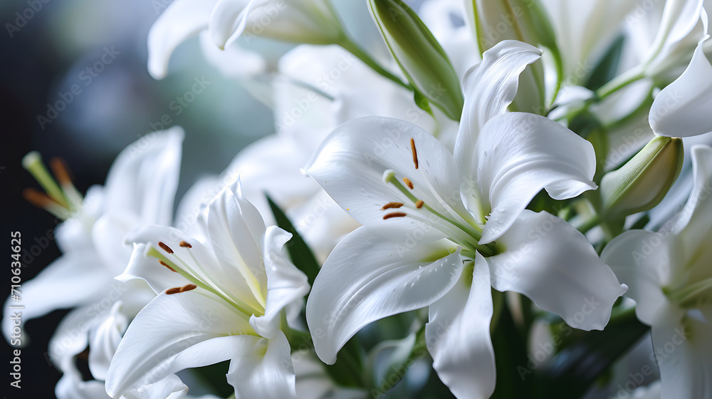 Elegant White Lilies Close-Up with Soft Focus Background Elegant White Lilies Close-Up with Soft Focus Background