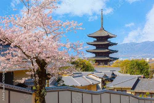 Scenic cityscape of Yasaka pagoda in Kyoto
