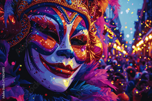 Mardi Gras parades are a central feature of the celebration. Colorful and elaborate floats © rufous