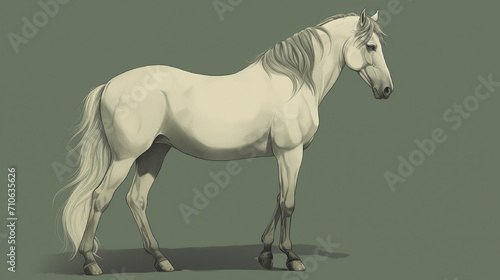 Illustration of a pale celadon grey horse from Revelation